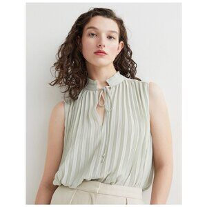 H&M pleated sleeveless blouse in light sage green